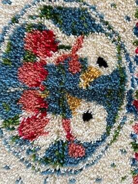 Vintage WonderArt ducks and Flowers Latch Hook Rug Wall Hanging 20" x 27"